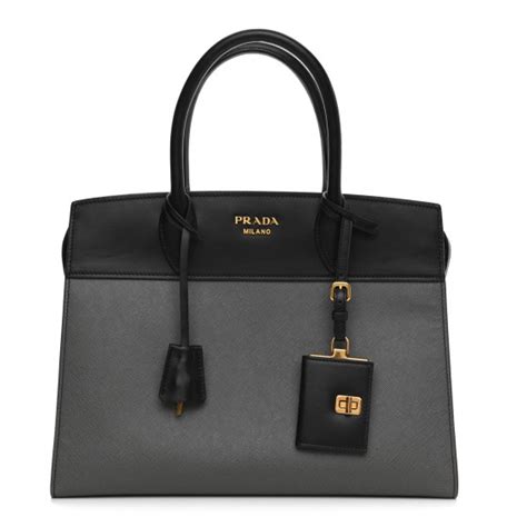 PRADA Saffiano City Calf Medium Esplanade Tote Mercurio 